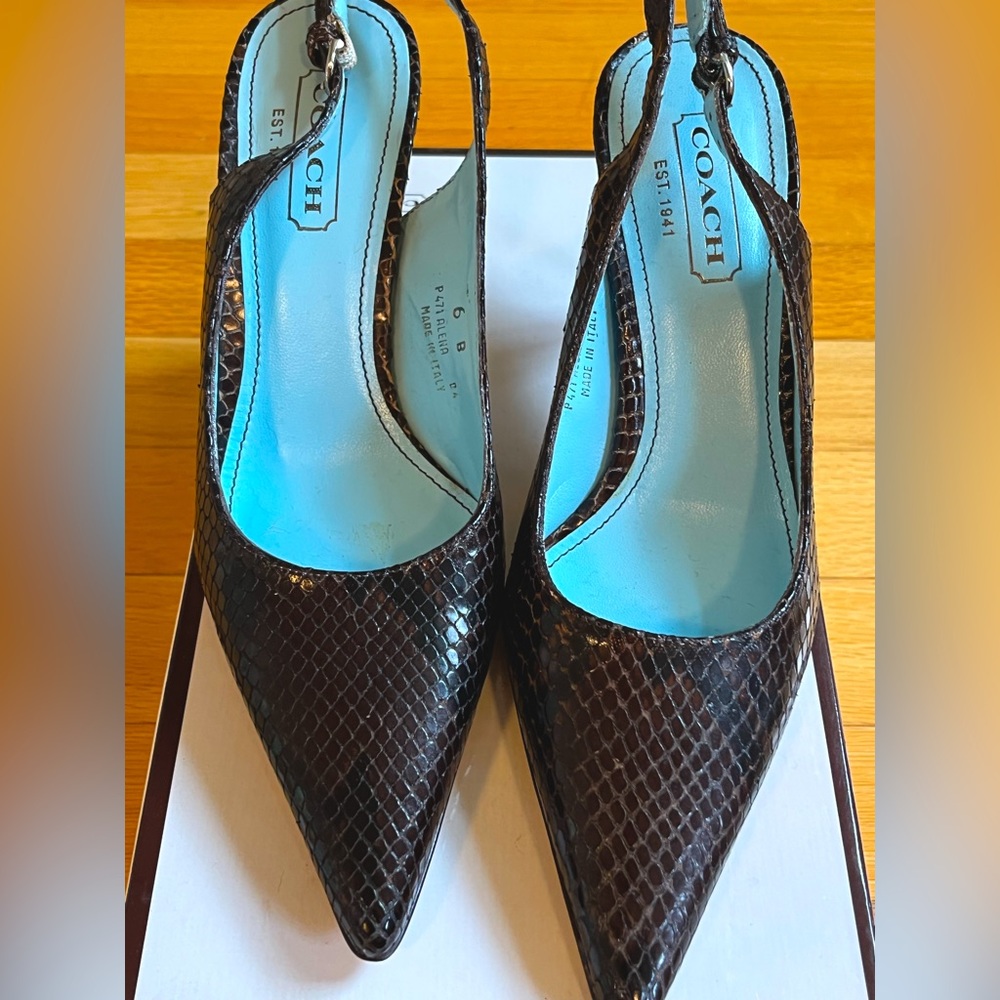Kitten Heal Coach Shoes size 6.  Brand new never worn.  Brown python print